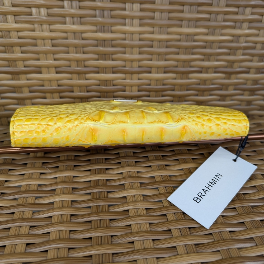 Brahmin Veronica Buttercup Melbourne Yellow Croc Embossed Leather Clutch Wallet - Picture 9 of 16